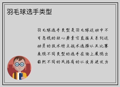 羽毛球选手类型
